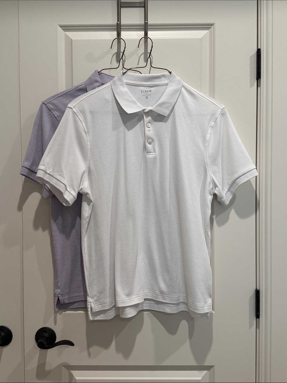 Men’s J Crew Short Sleeve Polo Bundle Of 2 White & Purple